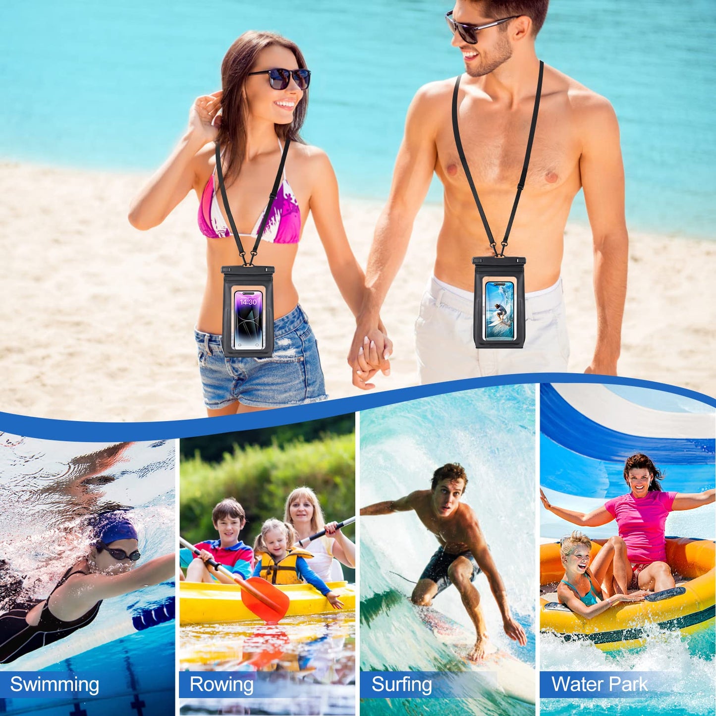 Waterproof Phone Pouch for Cruise Ship Essentials 2024 Woman, Large Waterproof Cellphone Dry Bag Floating for iPhone 16 15 14 13 12 11 Pro Max Galaxy S20-S24, Up to 7" IPX8 HD Touch Protector 2 Pack